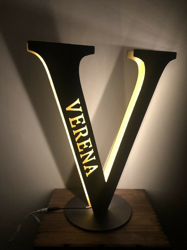 XXL personalisierte Designer Leuchte mit Ihren Wunschnamen Lampe Monogramm A-Z