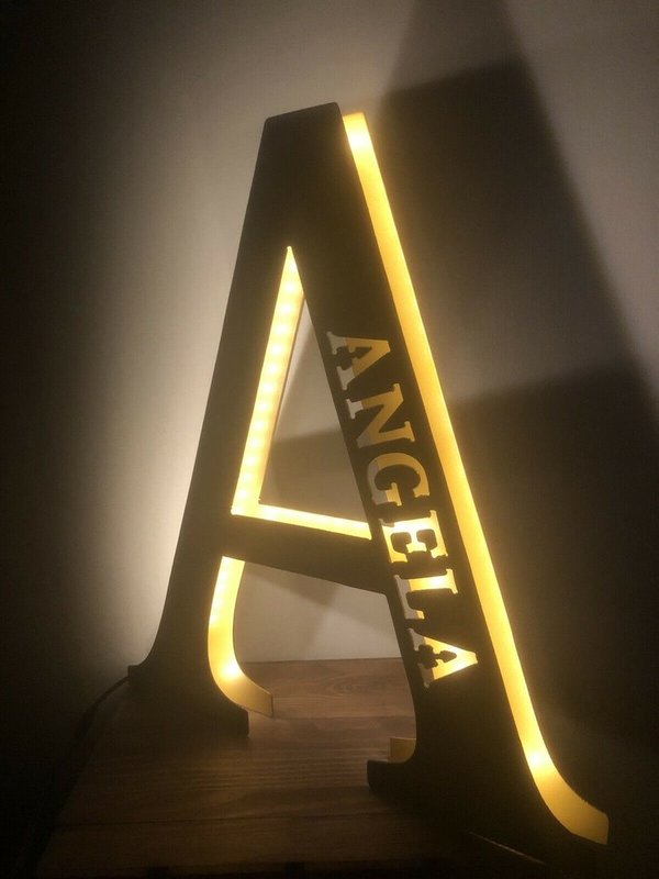 XXL personalisierte Designer Leuchte mit Ihren Wunschnamen Lampe Monogramm A-Z
