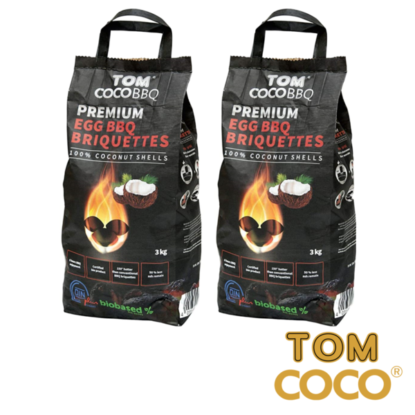 TOM COCO Grill-Kokoskohle Briketts, Eiform 6  kg #545